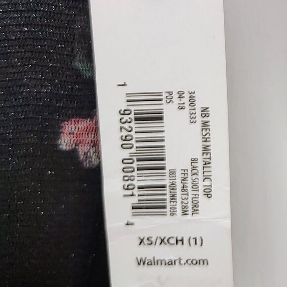 New 2-piece No boundaries black floral sheer lined top with metallic shimmer(XS) - Picture 4 of 9